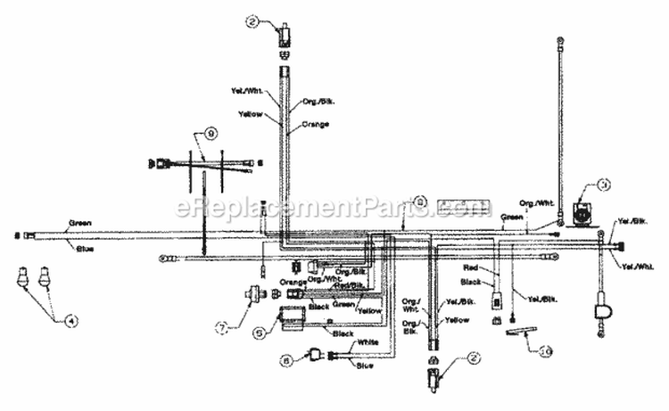 Electrical (Kohler) Diagram and Parts List for 13A4662F129 2001 Yard Machines Lawn Tractor